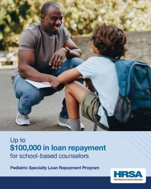 Up to $100,000 in loan repayment for school-based counselors/