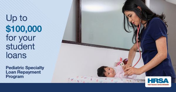 Up to $100,000 for your loan student loans. Pediatric Specialty Loan Repayment Program.